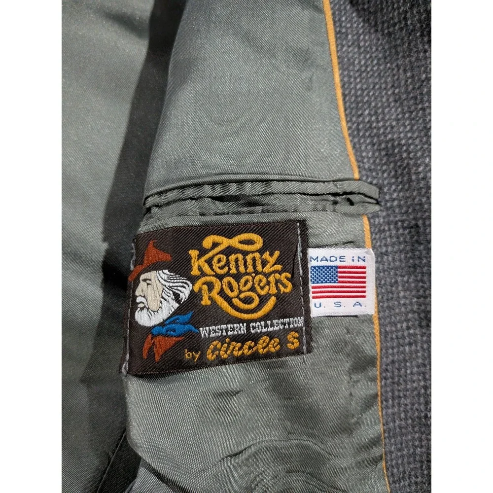 Vintage Kenny Rogers Circle S Wester Blazer Jacket Gray Sz 40 L USA Made